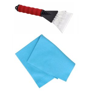 Autoramen IJskrabber soft grip rood 25 cm met anti-condens doek