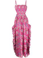 Caroline Constas robe longue Margo à fleurs - Rose