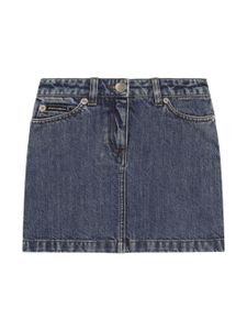 Dolce & Gabbana Kids logo-plaque denim miniskirt - Bleu