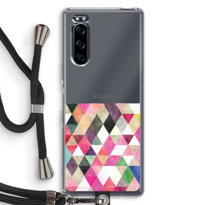 Gekleurde driehoekjes: Sony Xperia 5 Transparant Hoesje met koord