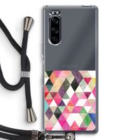Gekleurde driehoekjes: Sony Xperia 5 Transparant Hoesje met koord