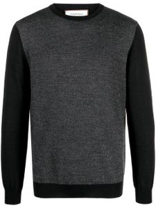 Canali pull bicolore en laine à encolure ras du cou - Noir