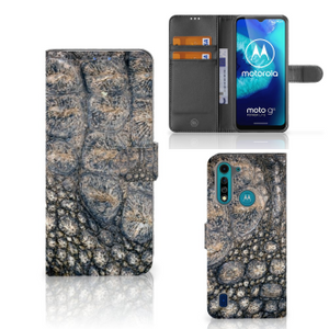 Motorola G8 Power Lite Telefoonhoesje met Pasjes Krokodillenprint