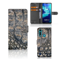 Motorola G8 Power Lite Telefoonhoesje met Pasjes Krokodillenprint - thumbnail