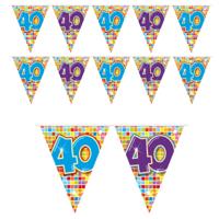 Folat Vlaggenlijn/Slinger - 3x - 40 jaar - 3 m - verjaardag - mini vlaggen