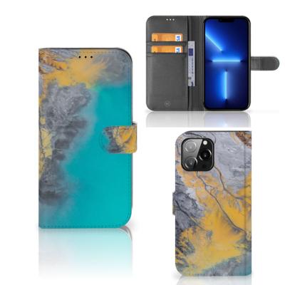 iPhone 13 Pro Max | Bookcase | Marble Blue Gold