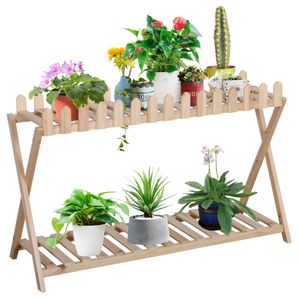 Outsunny plantenstandaard 108 x 37 x 65 cm massief hout weerbestendig