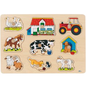boerderij houten noppenpuzzel, 9 stukjes