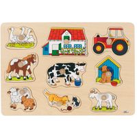 boerderij houten noppenpuzzel, 9 stukjes