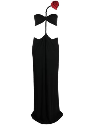 Magda Butrym robe longue à fleurs appliquées - Noir