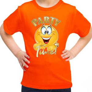 Verkleed T-shirt voor meisjes - Party Time - oranje - carnaval - feestkleding voor kinderen