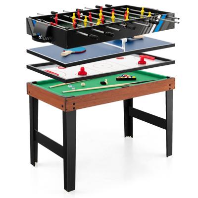 4-in-1 Multifunctionele Speeltafel 125 cm Tafelvoetbal Biljart Airhockey en Tafeltennis