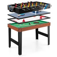 4-in-1 Multifunctionele Speeltafel 125 cm Tafelvoetbal Biljart Airhockey en Tafeltennis