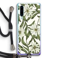 Wit bloemenpatroon: Huawei P30 Transparant Hoesje met koord