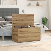 Opbergkist 84x42x46 cm bewerkt hout artisanaal eikenkleurig
