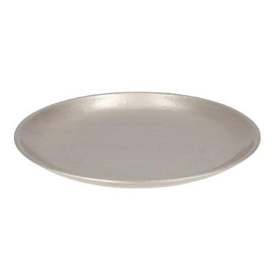 Decoratie schaal - zilver - 28 cm - hout - rond - kaarsenbord - kaarsenplateau