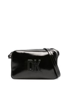 DKNY sac à bandoulière en cuir à plaque logo - Noir