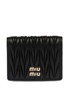 Miu Miu portefeuille matelassé à plaque logo - Noir