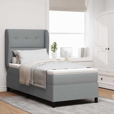 Boxspringbed met matras stof lichtgrijs 100x200 cm