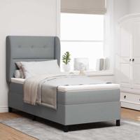 Boxspringbed met matras stof lichtgrijs 100x200 cm