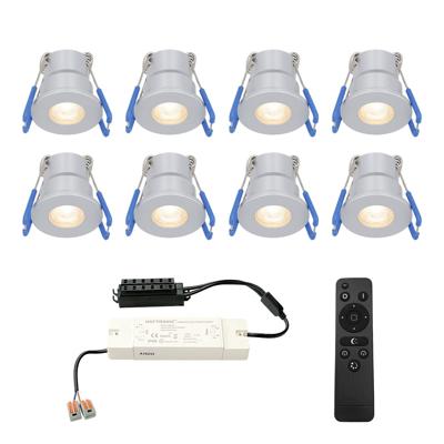 Set van 8 Milano LED Mini Inbouwspots met trafo - 12 Volt 3 Watt 200 lumen - Dimbaar - Plat 34mm - 2700K - IP65 waterdicht - Grijs - Veranda Spotjes - Overkapping Spotjes