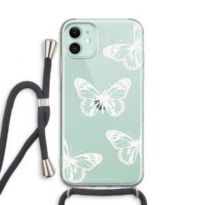 White butterfly: iPhone 11 Transparant Hoesje met koord