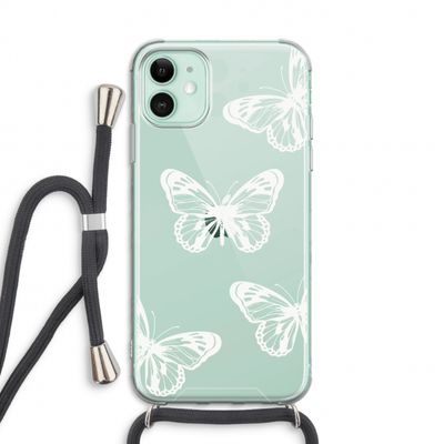White butterfly: iPhone 11 Transparant Hoesje met koord