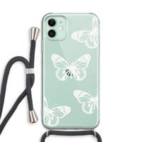 White butterfly: iPhone 11 Transparant Hoesje met koord