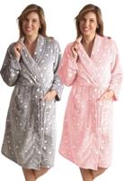 Damesbadjas sterren en maan - fleece - 2 kleuren-s-grijs Damesbadjas sterren en maan - fleece - 2 kleuren-s-grijs