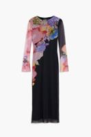 Bloemen midi-jurk - BLACK - M