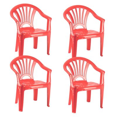 Plasticforte Stoeltje voor kinderen - 4x - koraal rood - 50 cm - binnen en buiten - kunststof