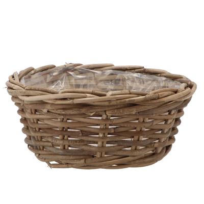 Plantenmand/aardappelmand tafelmodel - Ivy - met binnenzak - rotan - B30 x H13 cm - binnen/buiten