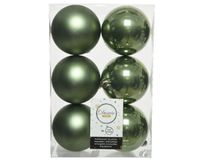 Kerstbal plastic d8 cm mos groen 6st kerst - Decoris