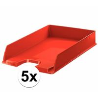 Esselte Brievenbakje/postvakje - 5x - rood - A4 formaat - stapelbaar - bureau oprganizer - thumbnail