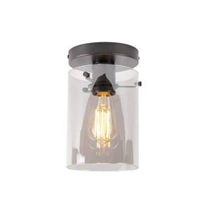 QAZQA Design plafondlamp zwart met smoke glas - Dome