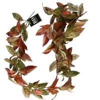 Bellatio Design kunstplant/hangplant slinger - Lychee blad - herfst kleuren - 180 cm