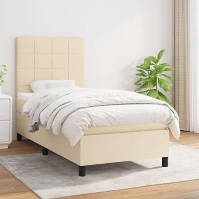 Boxspring met matras stof crèmekleurig 100x200 cm