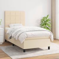 Boxspring met matras stof crèmekleurig 100x200 cm