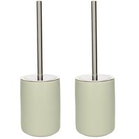 2x stuks wc-borstels/toiletborstels inclusief houder jade groen 38 cm van steen