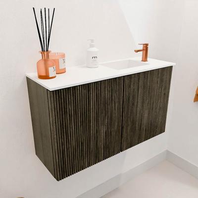 Toiletmeubel Mondiaz Joya | 70 cm | Meubelkleur Shadow | Faye wastafel Talc Rechts | 1 kraangat