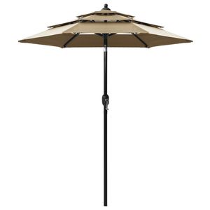 Parasol 3-laags met aluminium paal 2 m taupe