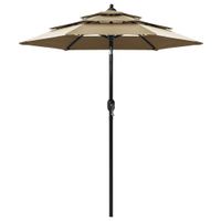 Parasol 3-laags met aluminium paal 2 m taupe - thumbnail