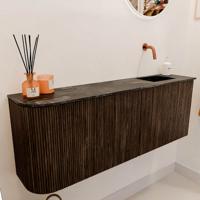 Toiletmeubel Mondiaz Joya Dlux | 111.6 cm | Meubelkleur Walnut | Faye wastafel Lava Wasbak Rechts | Zonder kraangat(en)