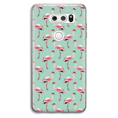 Flamingoprint groen: LG V30 Transparant Hoesje