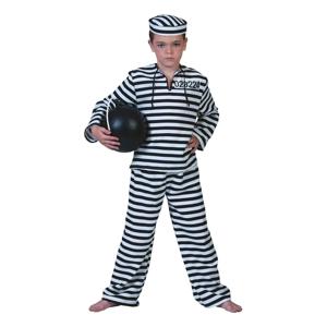 Carnaval verkleedkleding Gestreept boevenpak - zwart/wit - 2-delig - kinderen - crimineel/gevangene