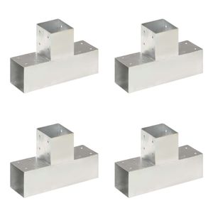 VidaXL Paalverbindingen 4 st t-vorm 91x91 mm gegalvaniseerd metaal