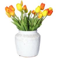 Countryfield Bloemenvaas pot Gayle - wit bewerkt - L22 x B22 x H22 cm - rustiek - decoratie - interi