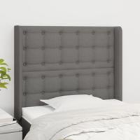 Hoofdbord met randen 93x16x118/128 cm stof donkergrijs