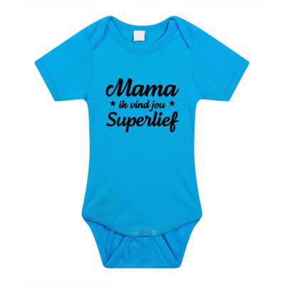 Mama superlief cadeau baby rompertje blauw jongens