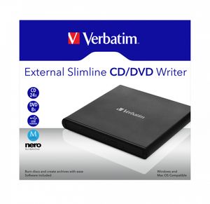 Verbatim External Slimline CD/DVD Writer optisch schijfstation DVD±RW Zwart